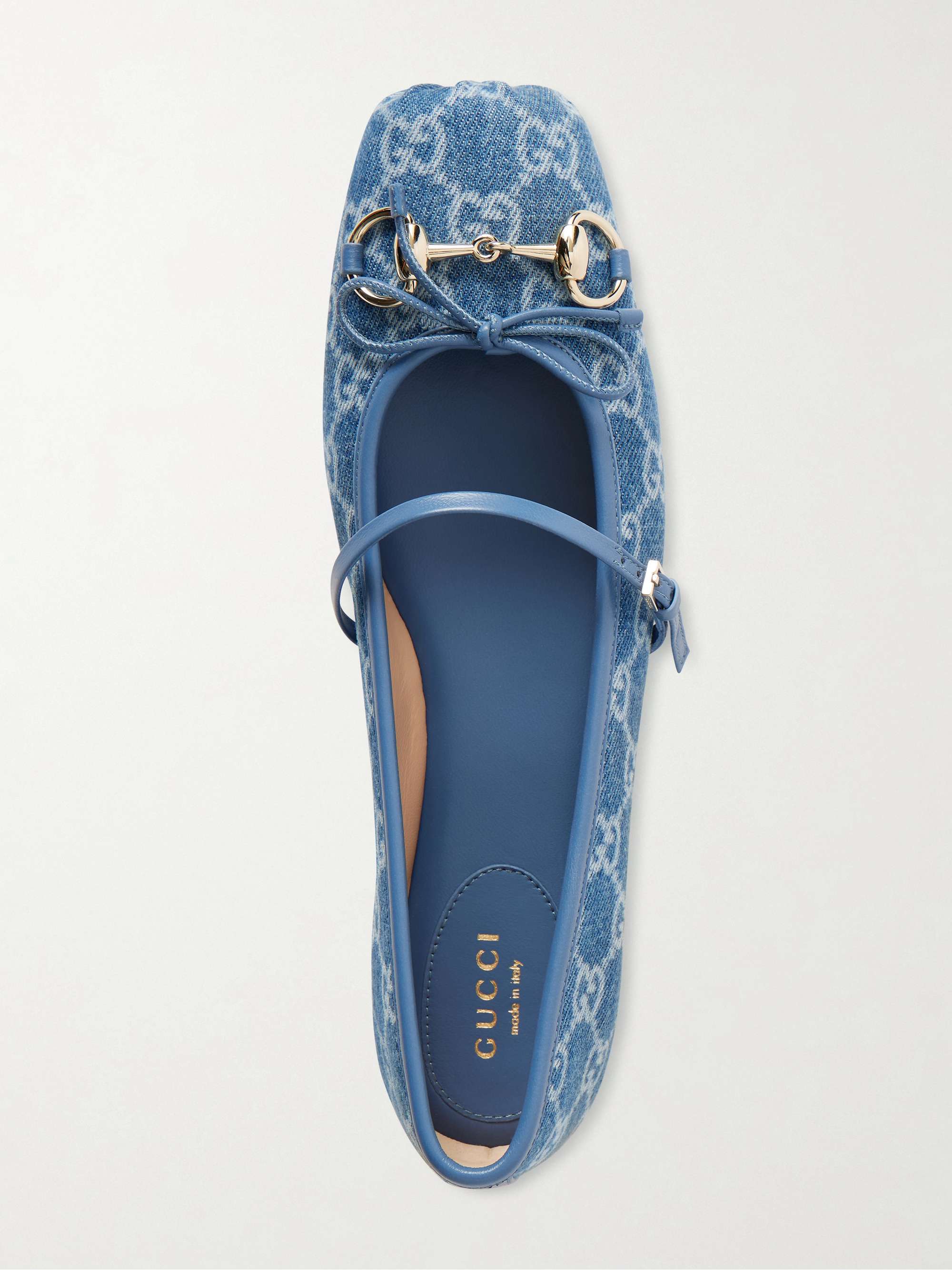 GUCCI リボン付きライトブルーフラットシューズ 35 GUCCI リボン付きライトブルーフラットシューズ 35 【公式通販】