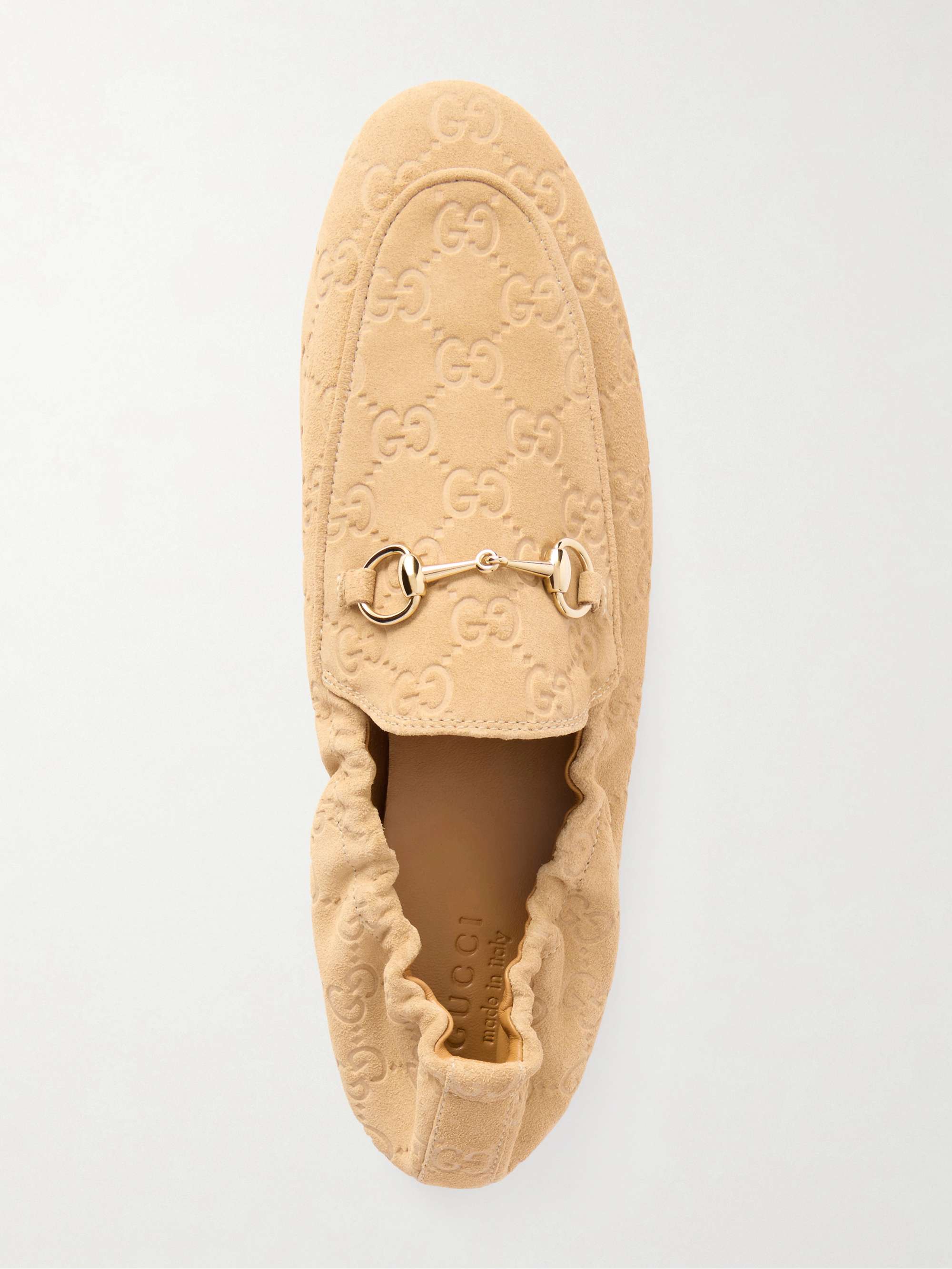 GUCCI Horsebit-embellished logo-debossed suede loafers | NET-A-PORTER