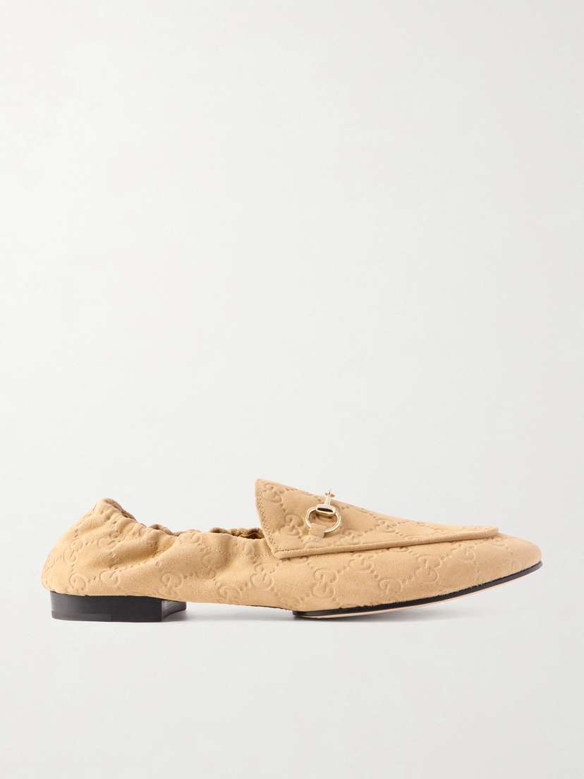 Gucci Jordaan Horsebit-embellished Logo-debossed Suede Loafers