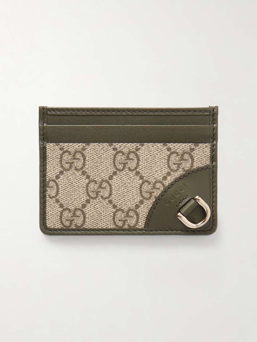 Gucci Gg Emblem Mini Printed Coated-canvas And Leather Cardholder