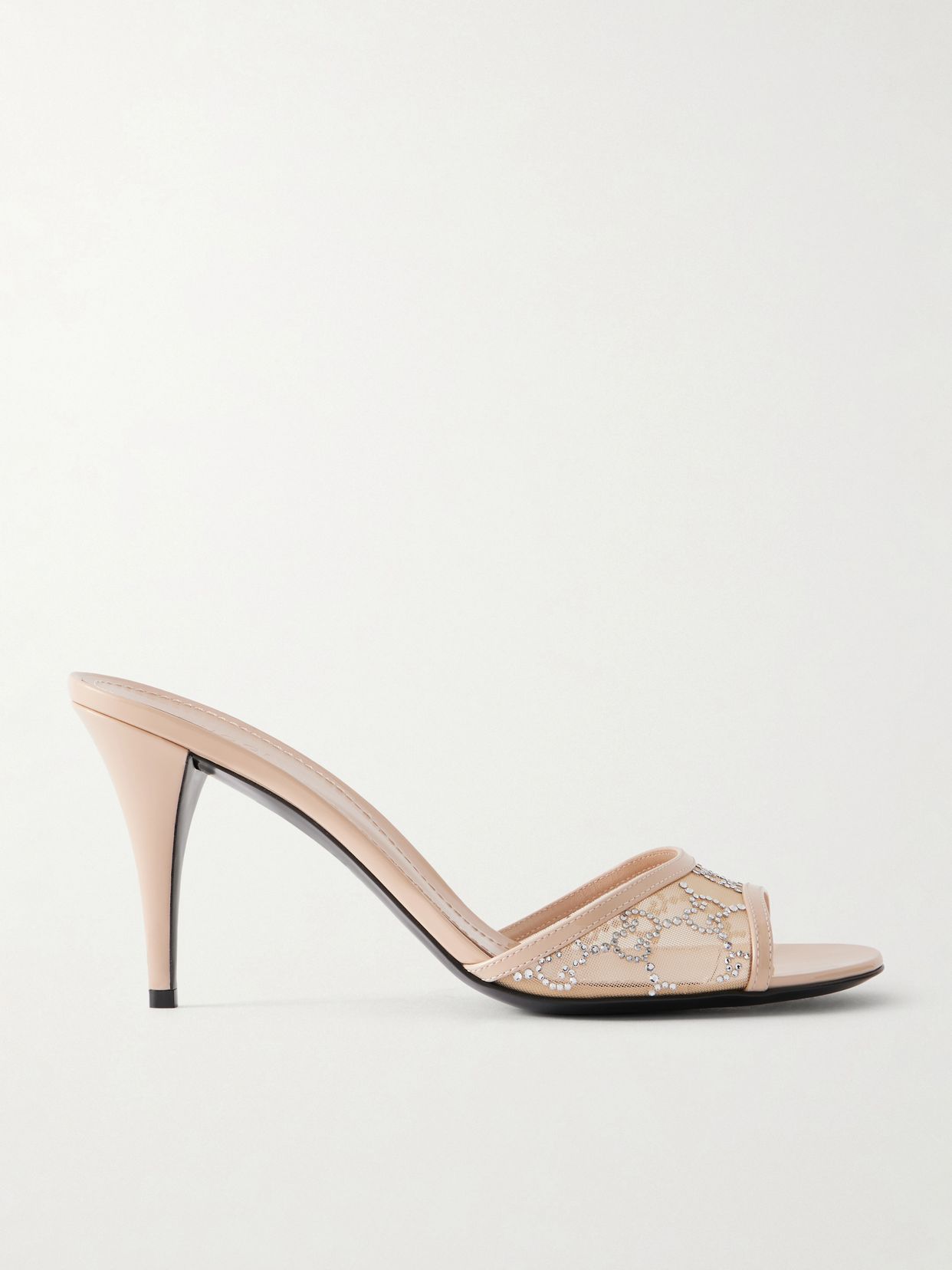 Crystal-embellished leather-trimmed mesh sandals