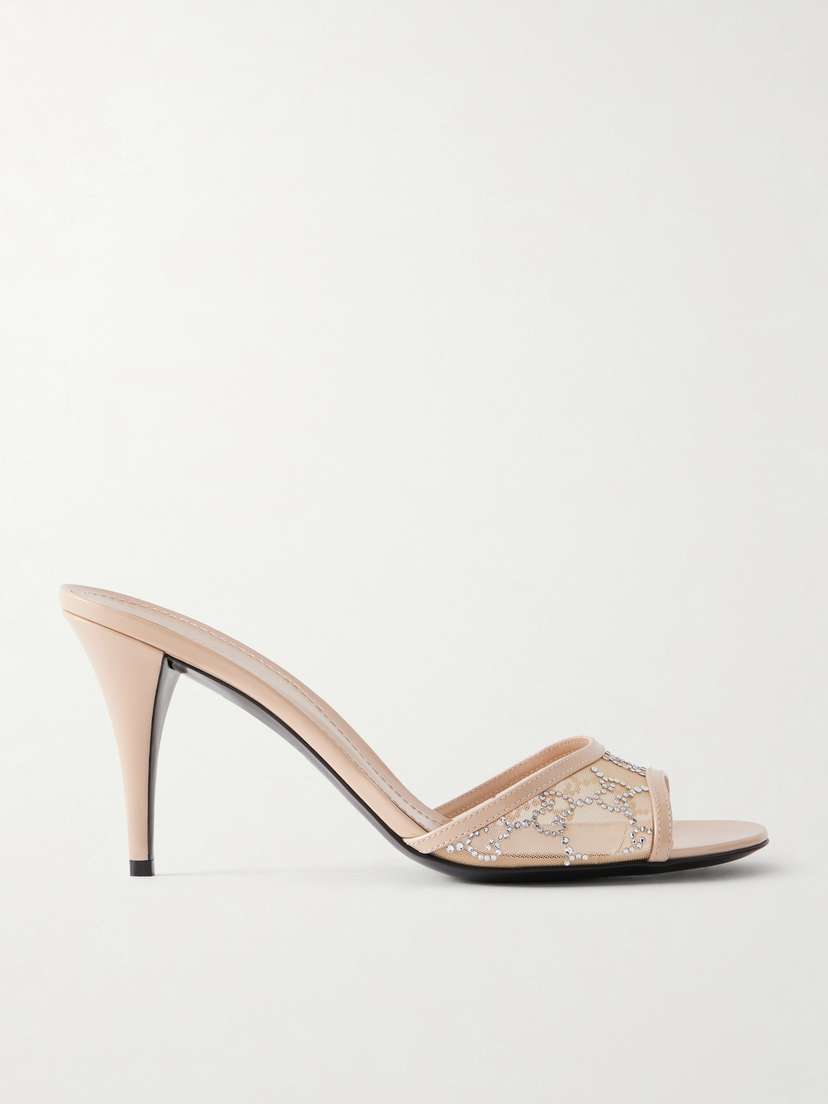 Gucci Crystal-embellished Leather-trimmed Mesh Sandals
