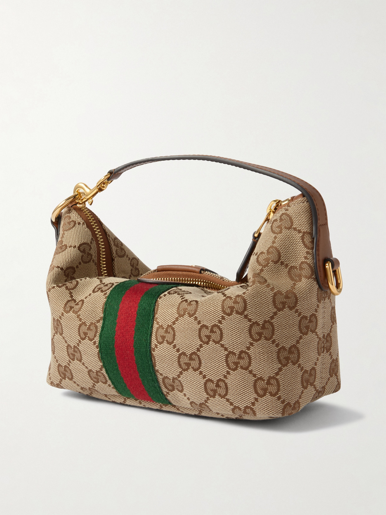 Ophidia Mini Leather And Webbing-Trimmed Coated-Canvas Tote