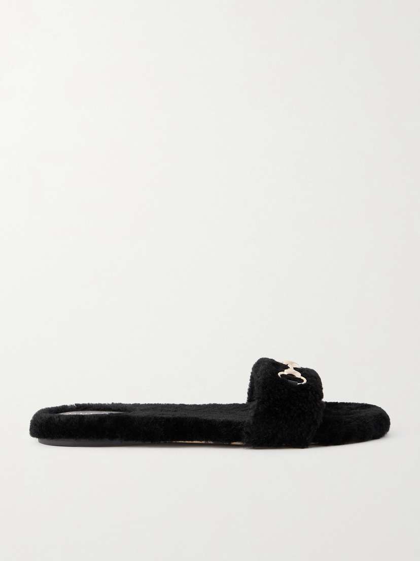 Gucci Horsebit-embellished Shearling Slides