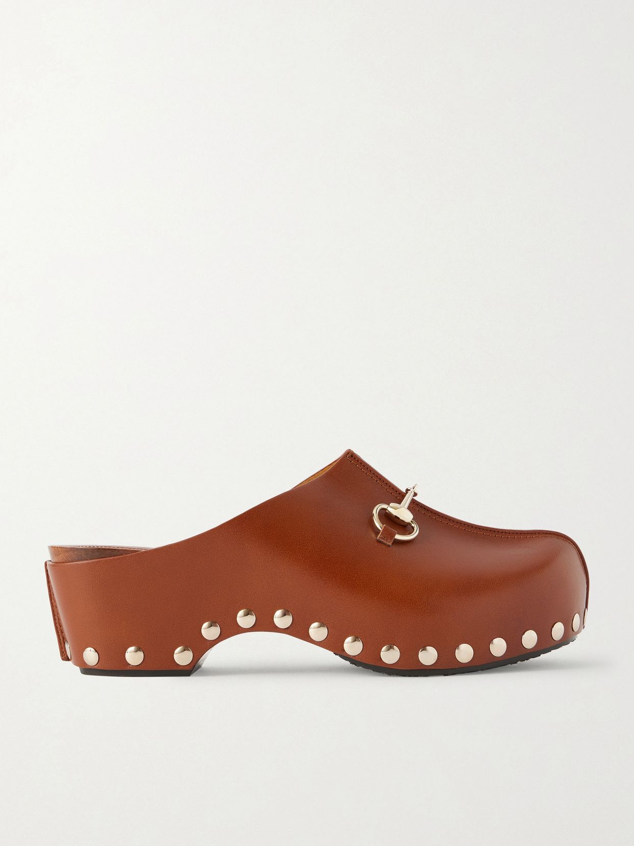 Embellished studded leather clogs