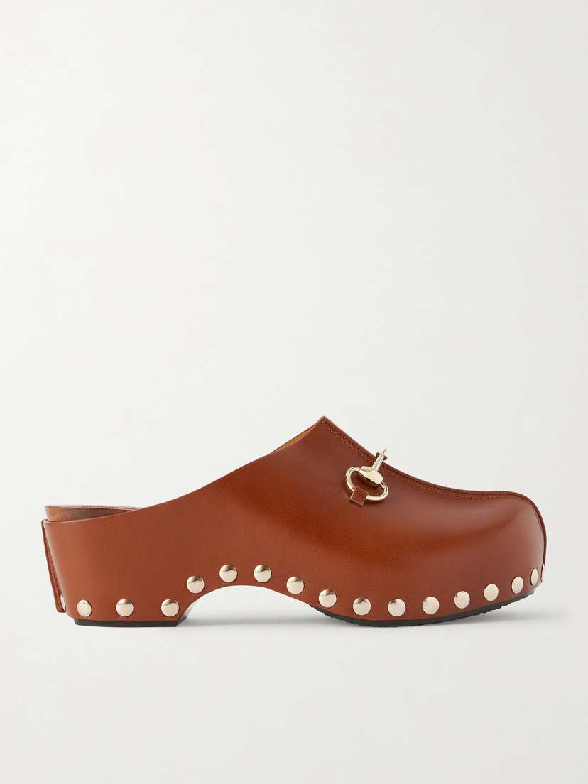 Gucci Embellished Studded Leather Clogs