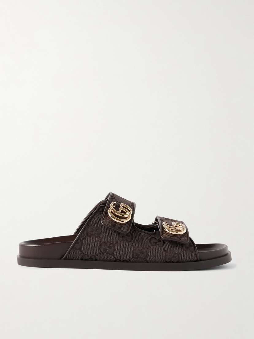 Gucci Embellished Printed Canvas-jacquard Sandals