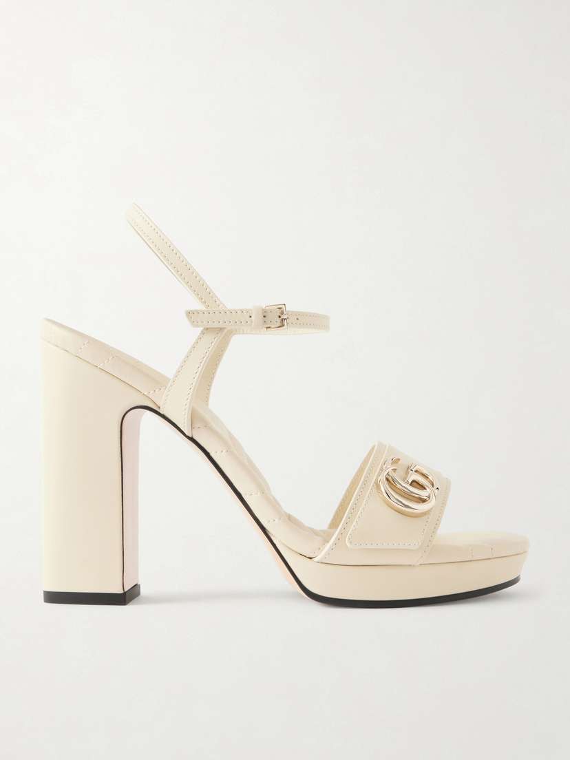 Gucci Embellished Leather Platform Sandals