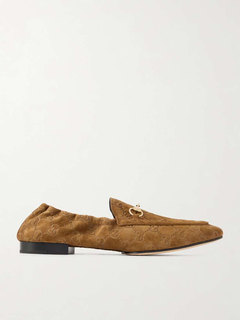 Gucci Jordaan Horsebit-embellished Logo-debossed Suede Loafers