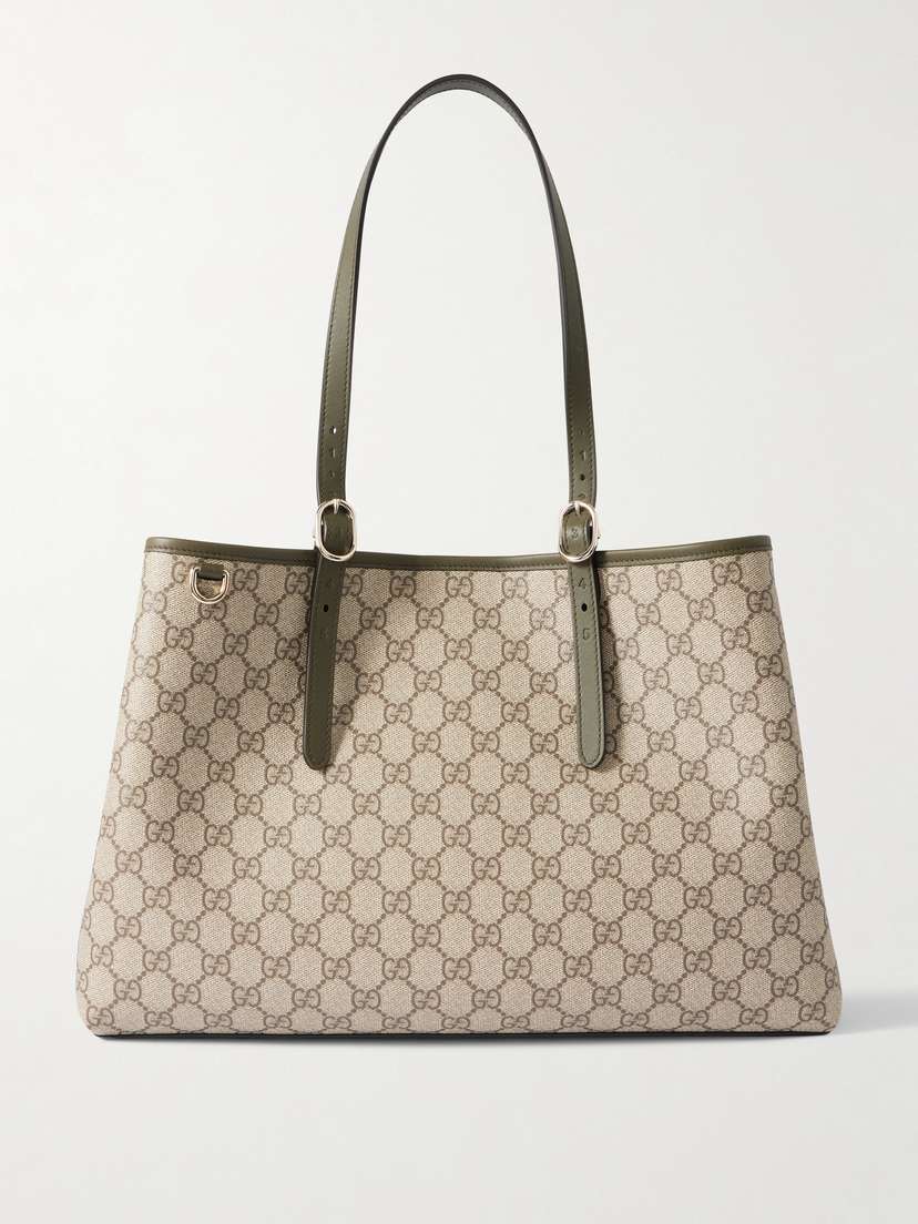 Gucci Gg Emblem Leather-trimmed Printed Coated-canvas Tote