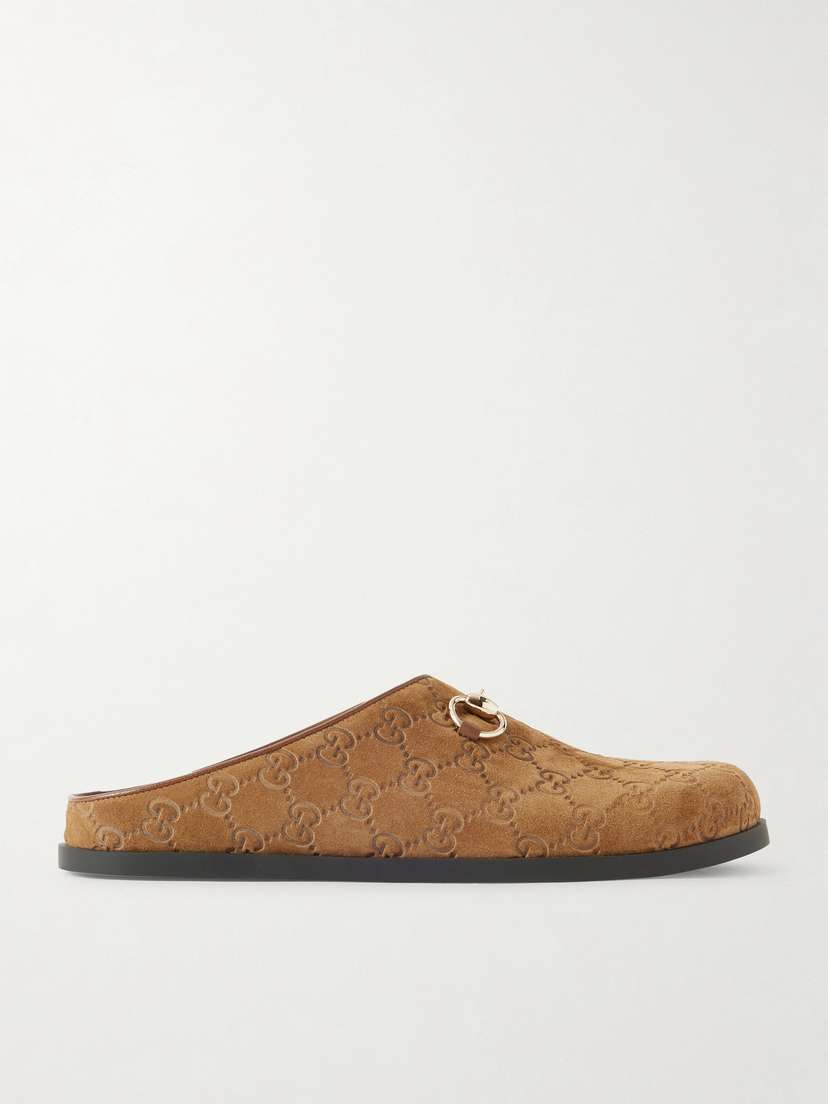 Gucci Horsebit-embellished Logo-debossed Suede Mules