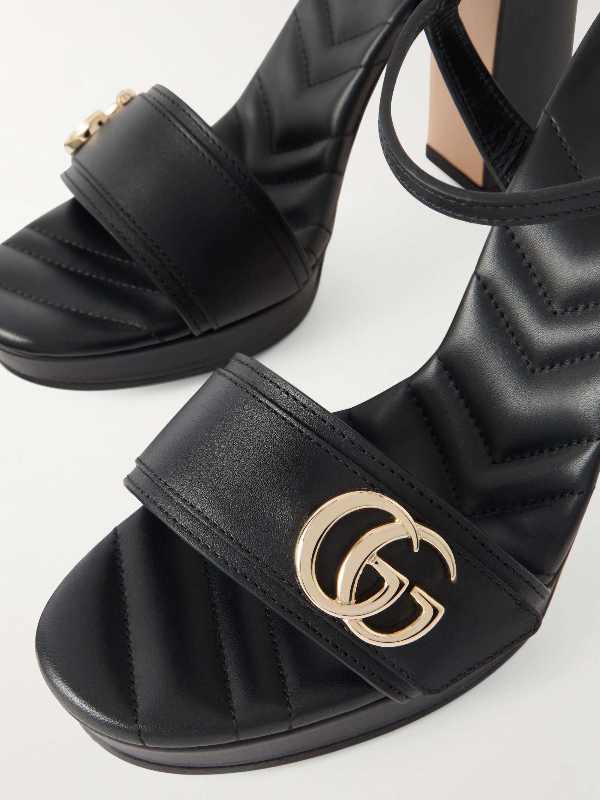 GUCCI ブラックハラコミュール GUCCI ブラック ハラコ ファブリックミュール 高ヒール イタリア製