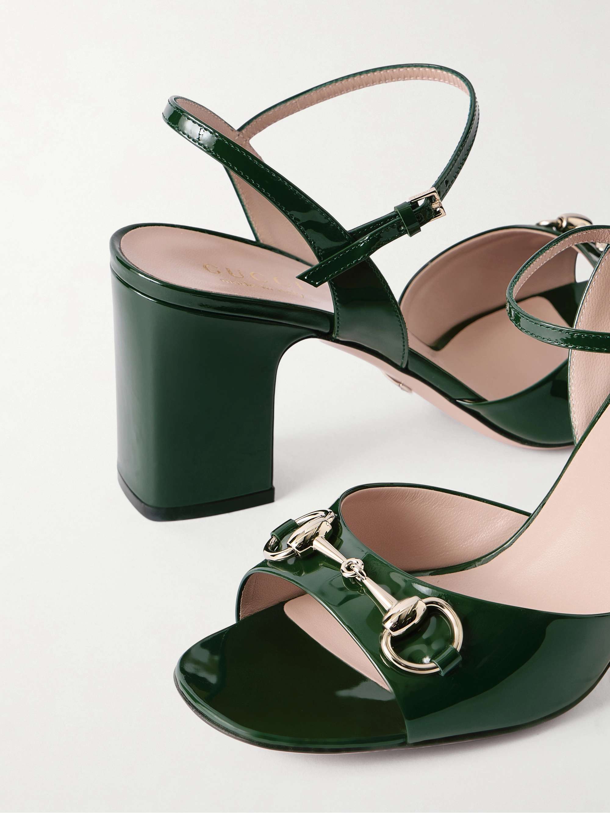 GUCCI Horsebit-embellished patent-leather sandals | NET-A-PORTER
