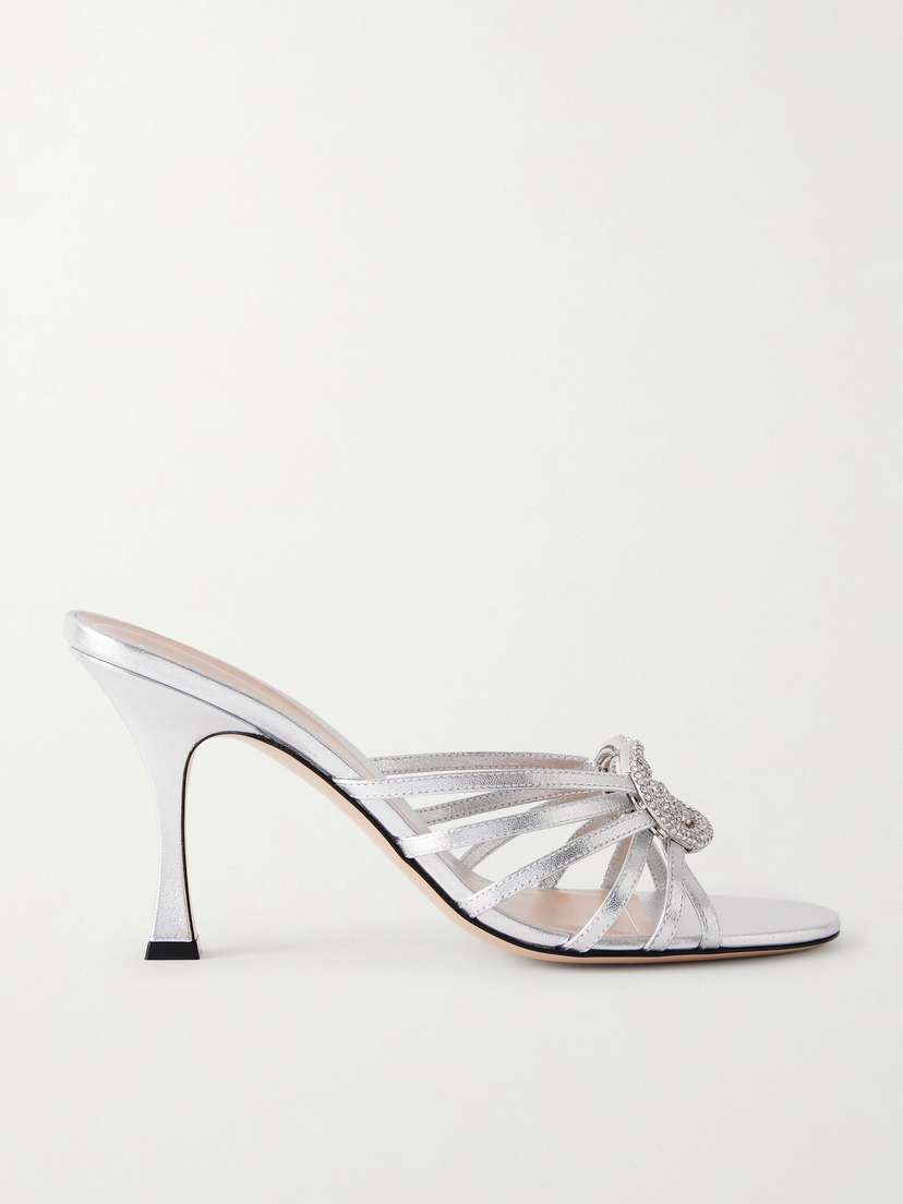 Gucci Crystal-embellished Metallic Leather Sandals