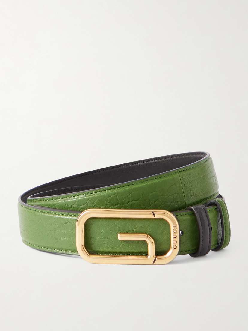 Gucci Reversible Textured-leather Belt