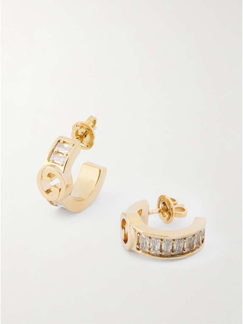 Gucci Blondie Gold-tone And Cubic Zirconia Earrings