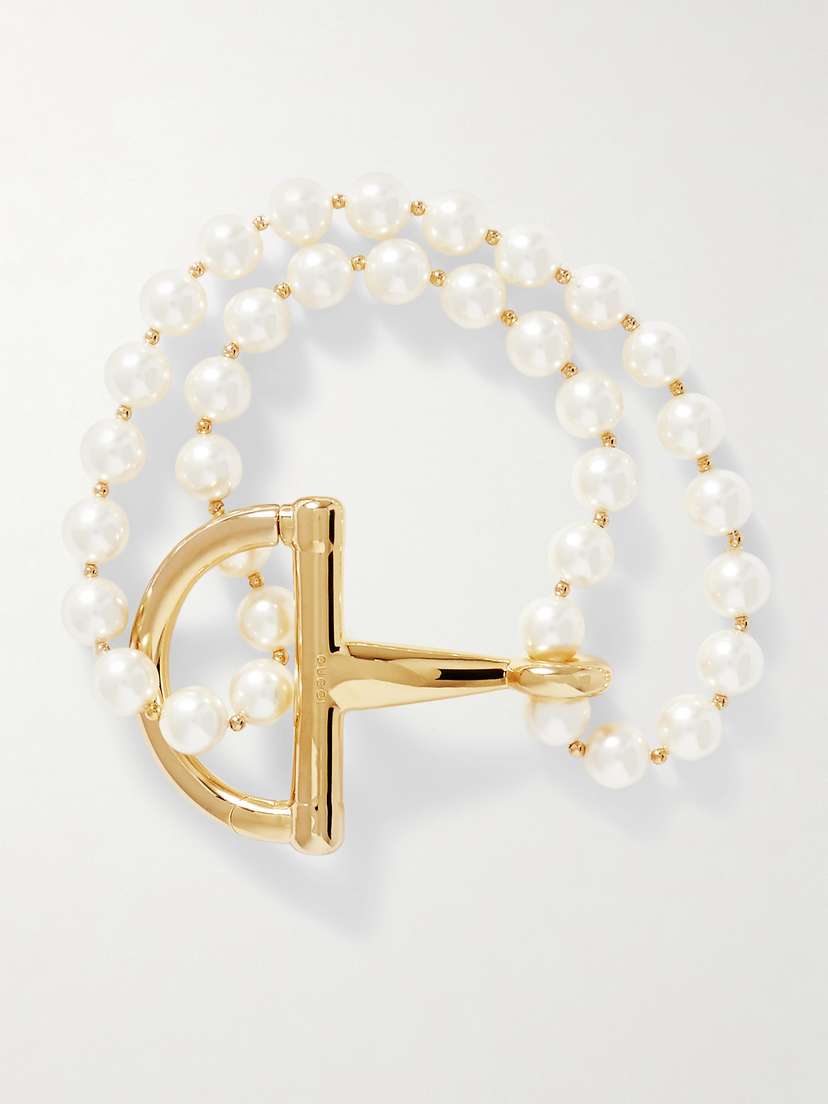 Gucci tone And Faux Pearl Bracelet