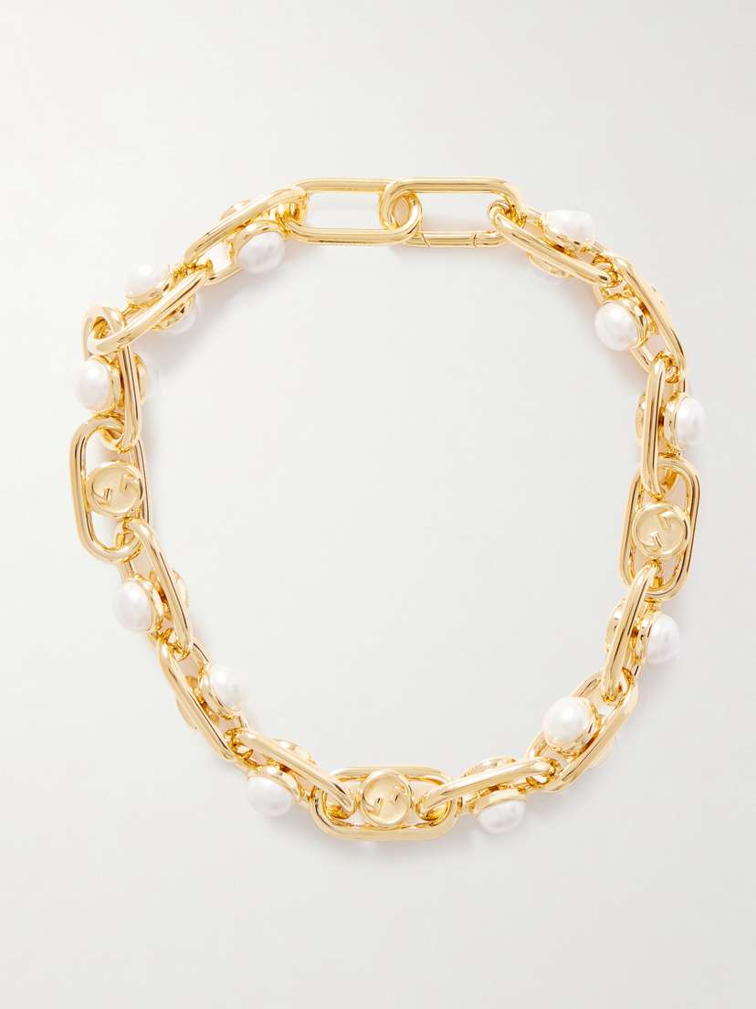 Gucci tone Faux Pearl Necklace