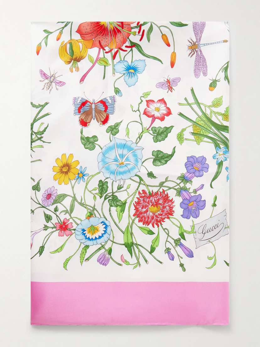 Gucci Flora Printed Silk-twill Scarf