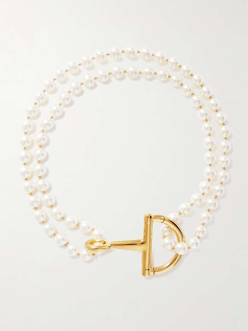 Gucci tone And Faux Pearl Necklace