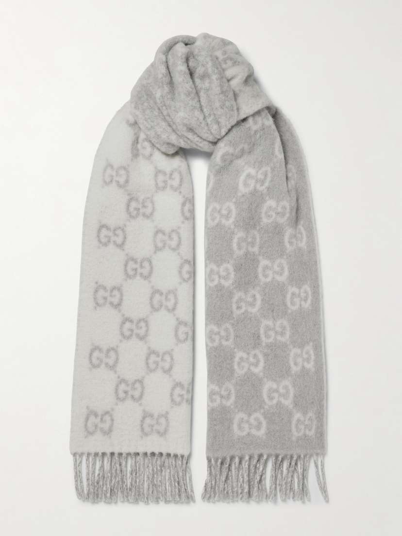 Gucci Fringed Jacquard-knit Scarf