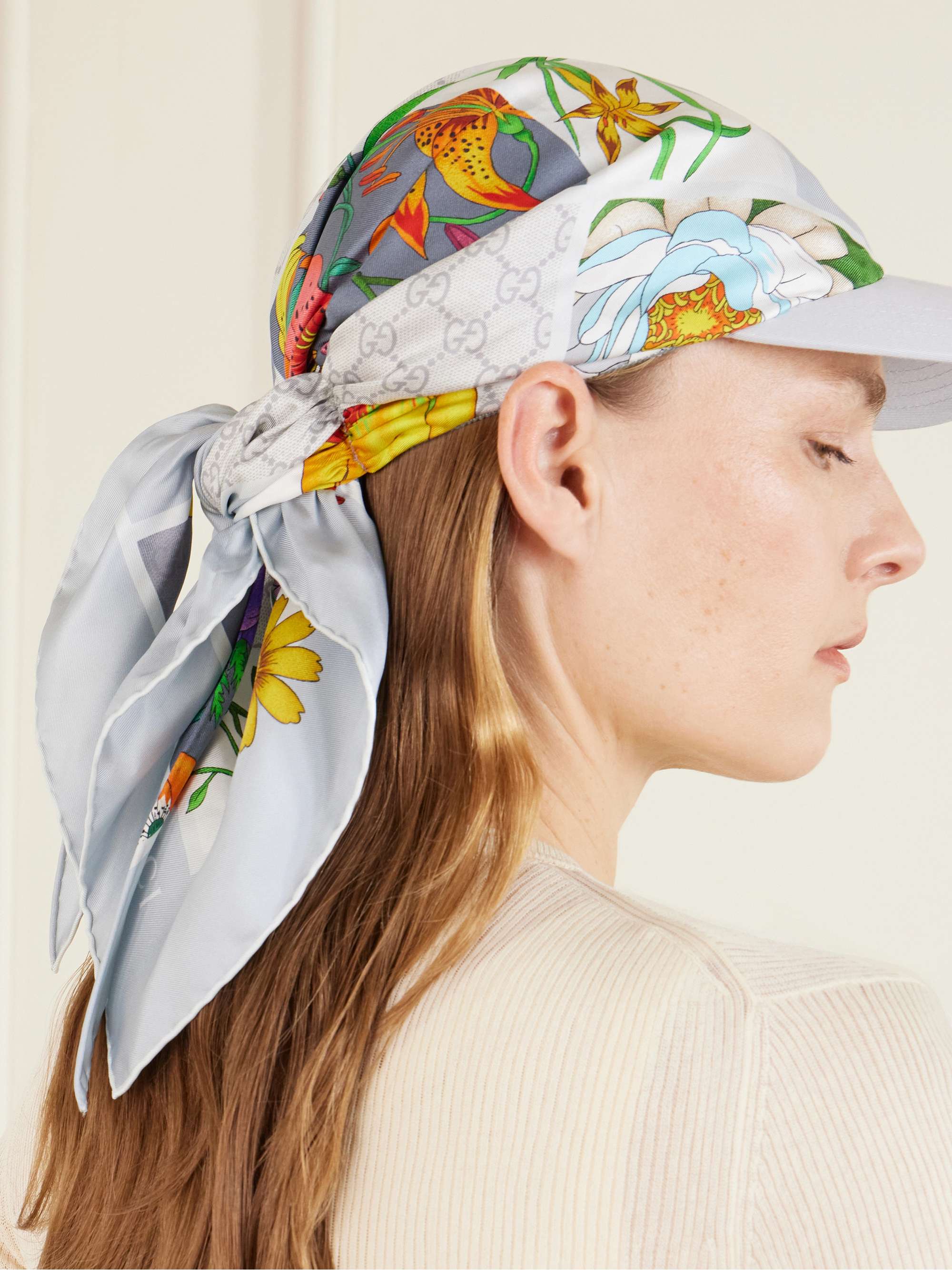 GUCCI Printed silk-twill baseball cap | NET-A-PORTER