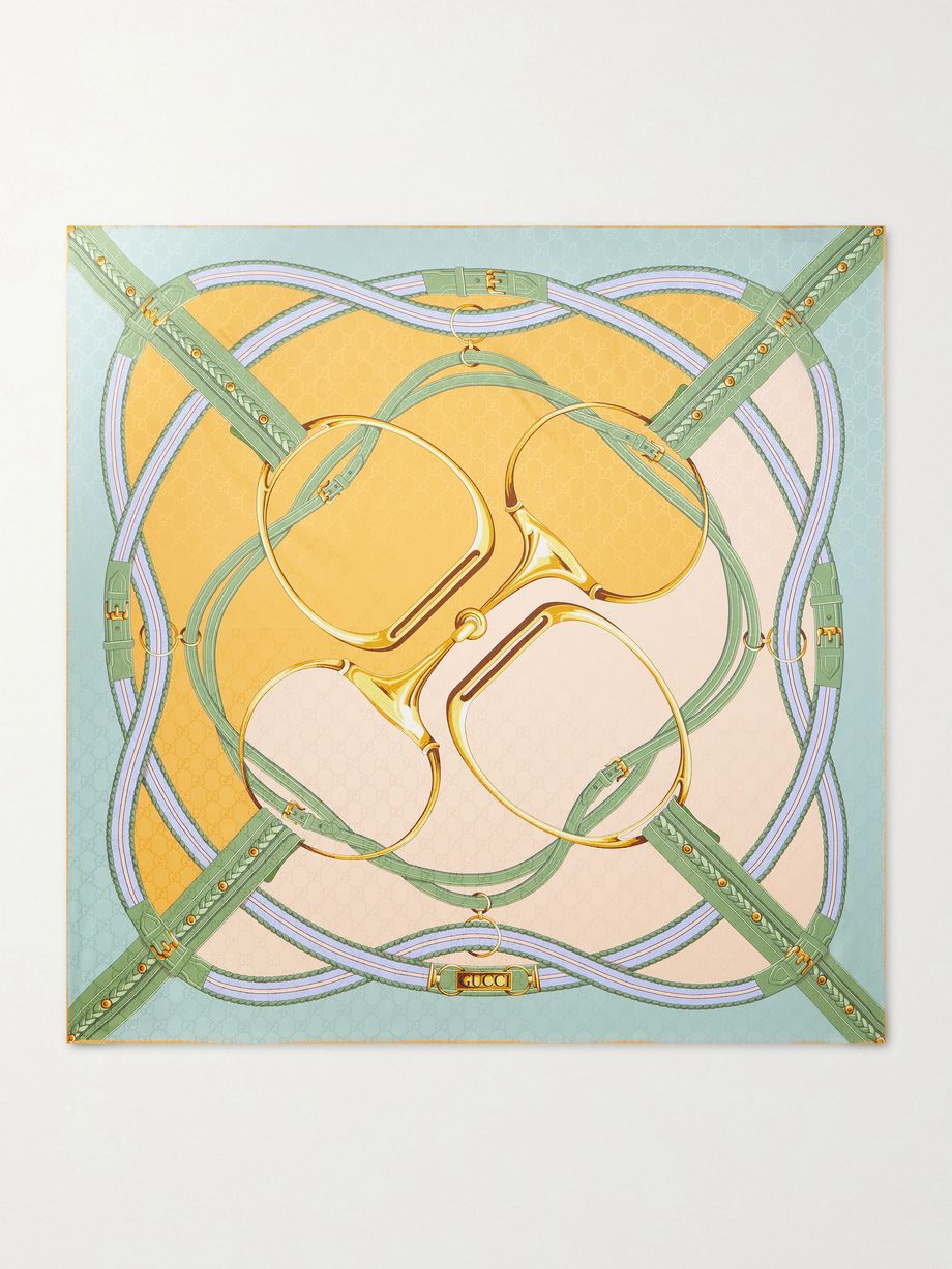 Printed silk-twill jacquard scarf