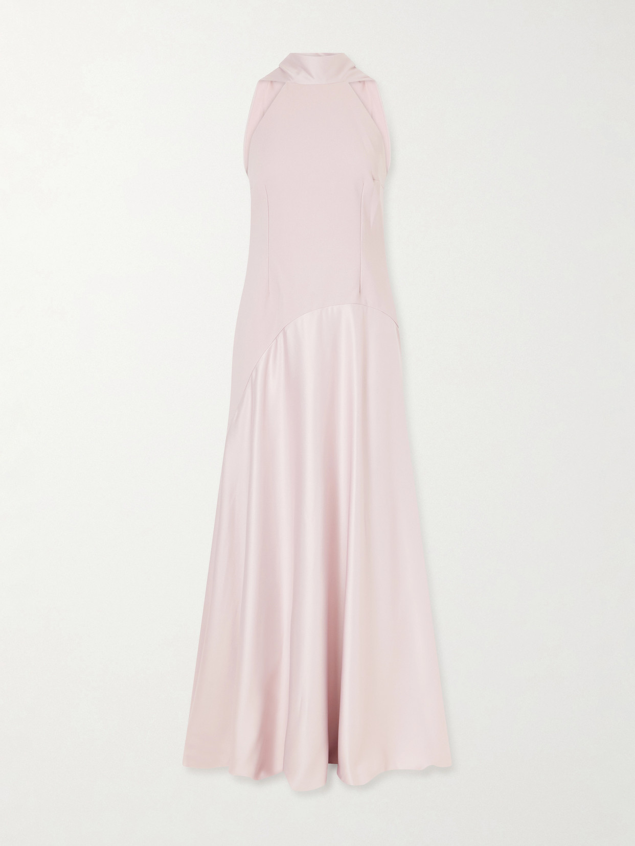 Solace London Cece Cape-effect Crepe And Satin Gown In Pink