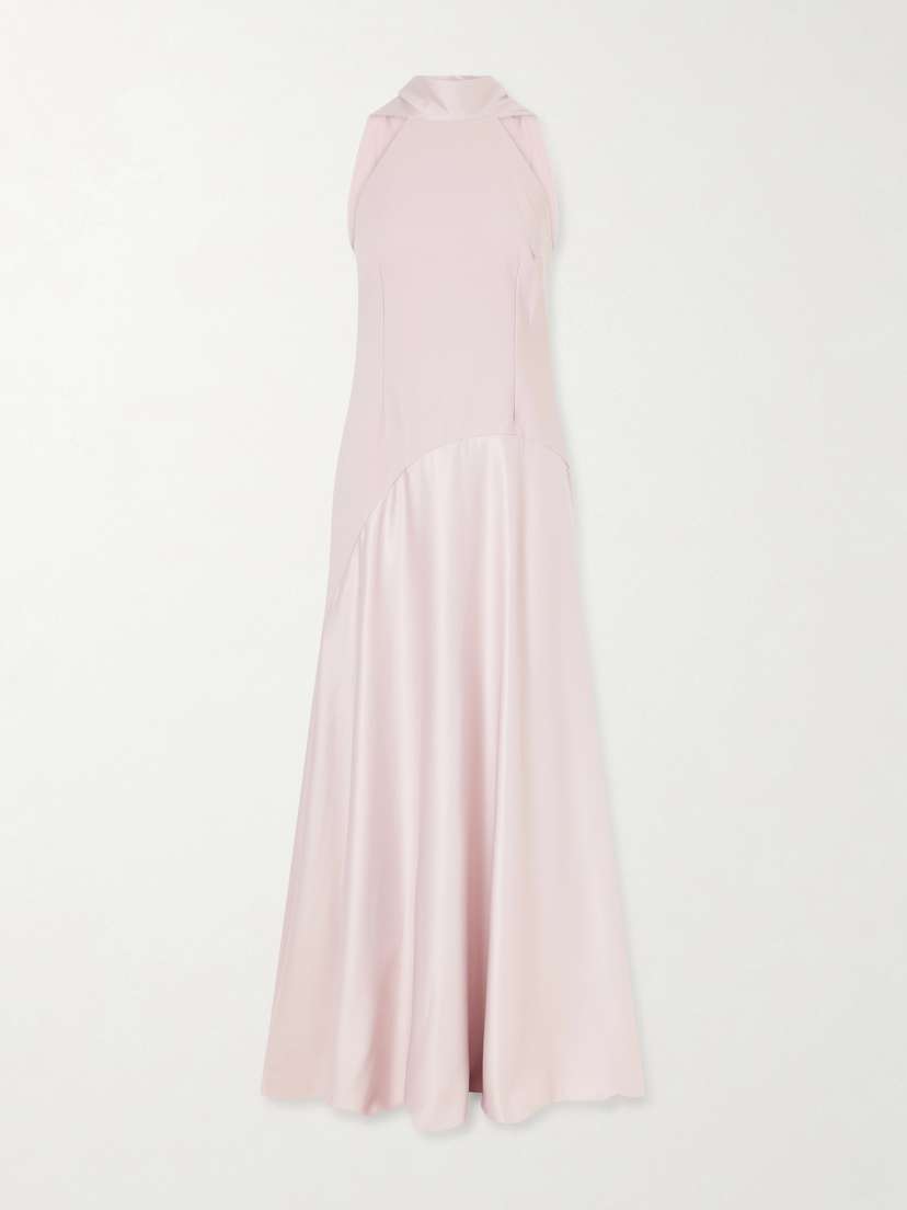 Solace London Cece Cape-effect Crepe And Satin Gown