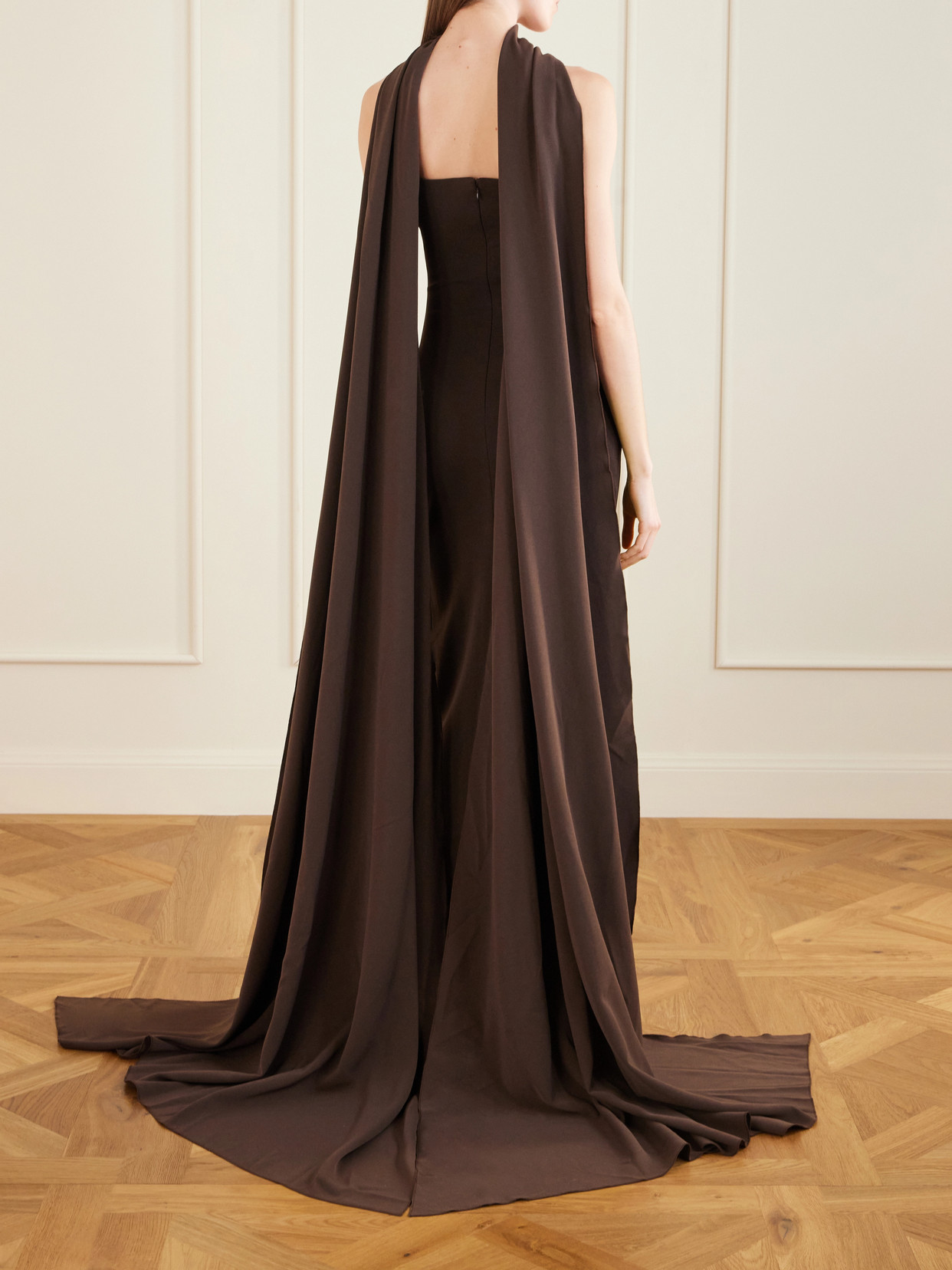Martine Scarf-Detailed Crepe Midi Dress