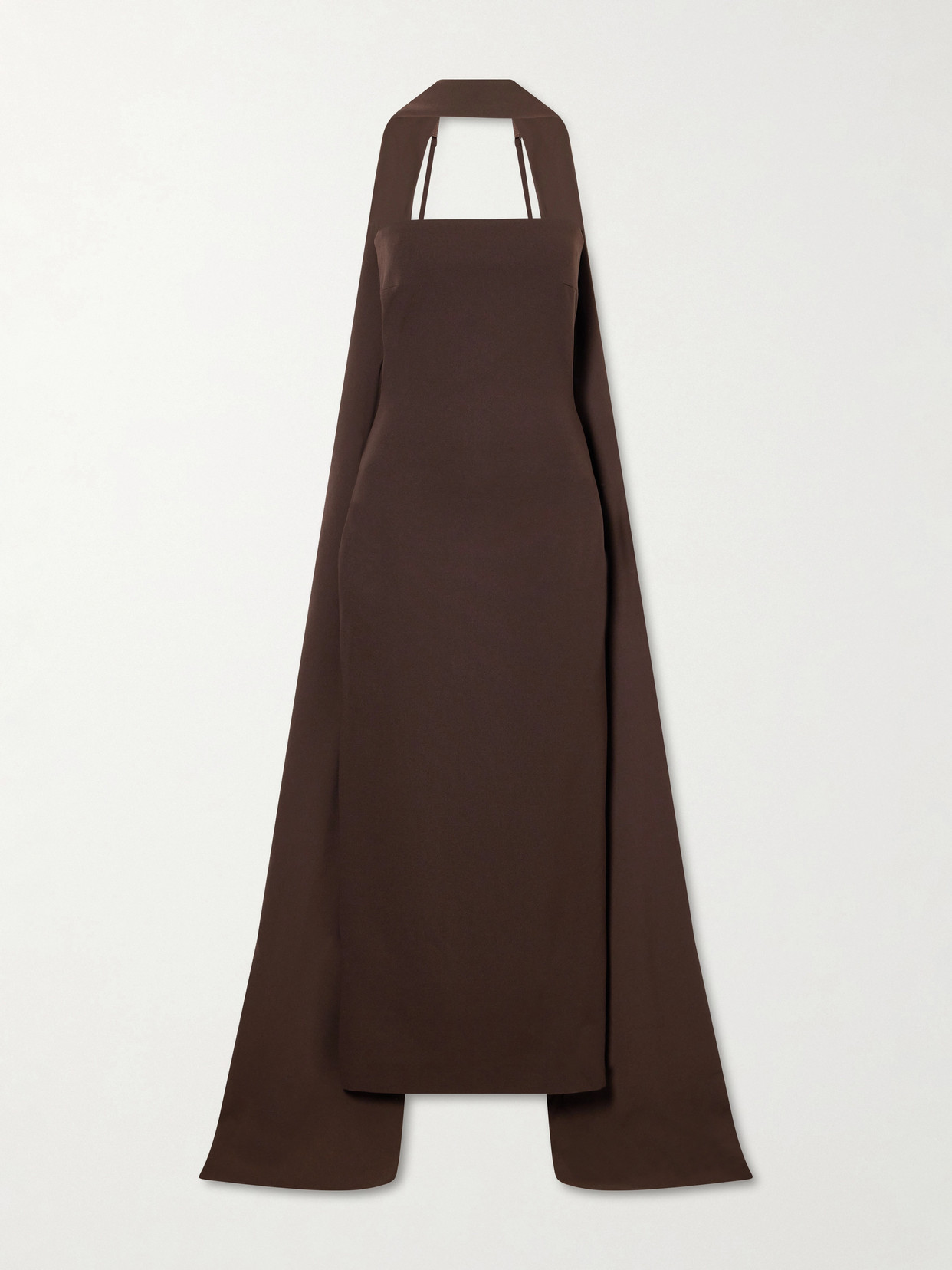 Solace London Martine Scarf-detailed Crepe Midi Dress In Brown