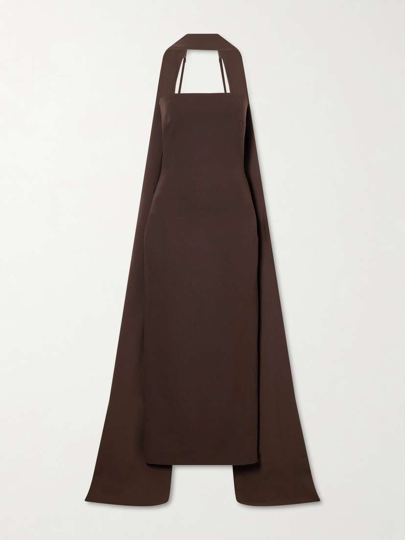 Solace London Martine Scarf-detailed Crepe Midi Dress