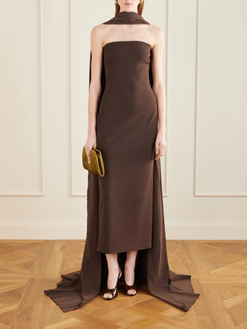 Solace London - Renee cape-effect satin midi dress | Plush