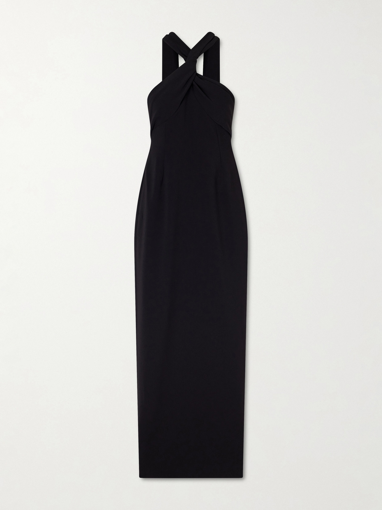 Solace London Rona Twisted Crepe Halterneck Gown In Black