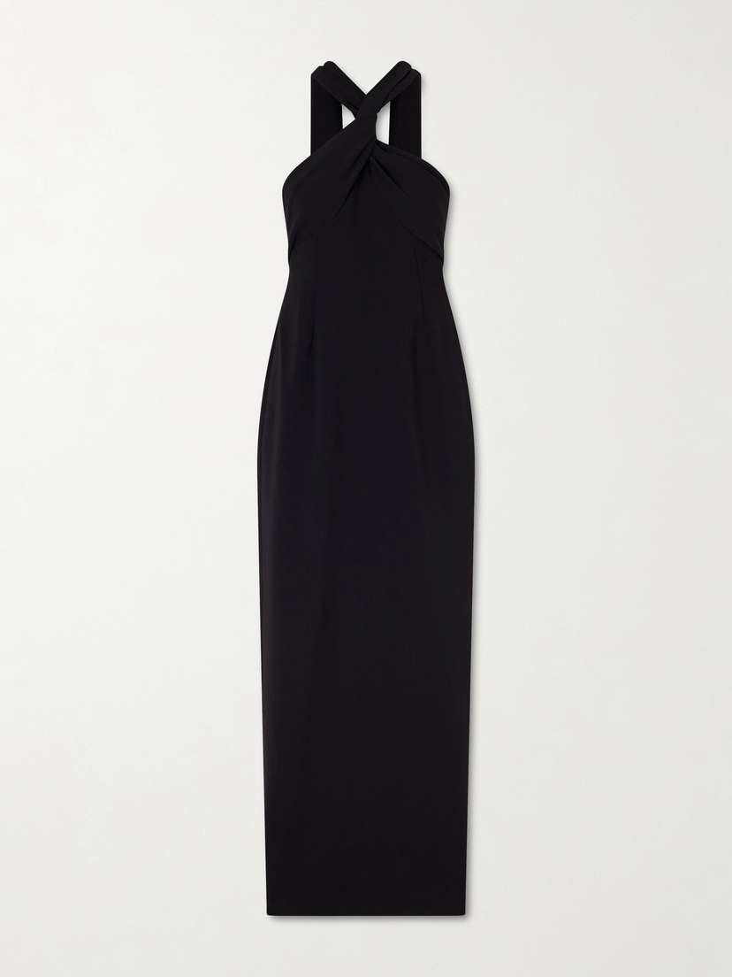 Solace London Rona Twisted Crepe Halterneck Gown
