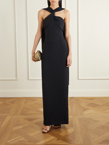 Solace London - Lydia one-sleeve cape-effect cady maxi dress | Plush