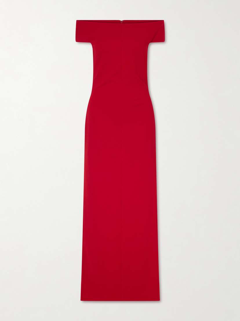 Solace London Kyra Off-the-shoulder Crepe Gown