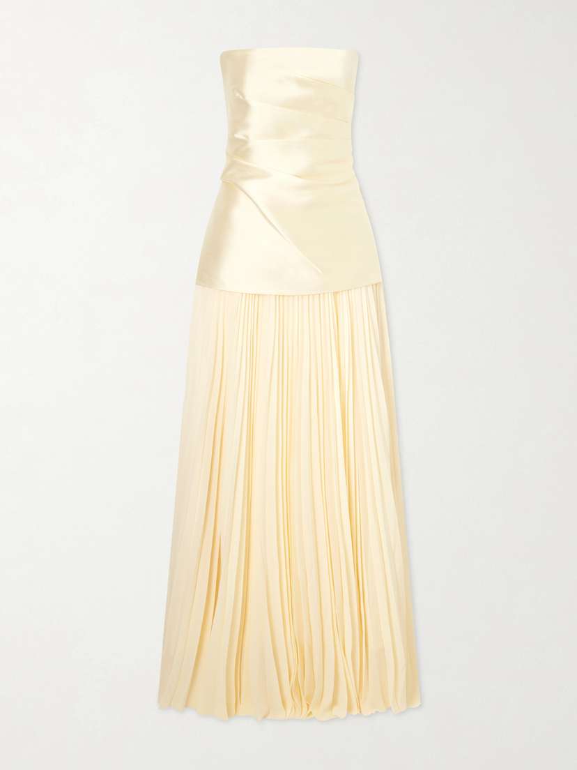 Solace London Claudette Steapless Twill And Chiffon Gown