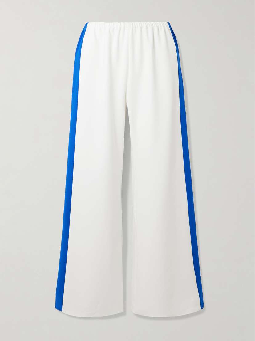 La Ligne Colby Striped Stretch Recycled-crepe Wide-leg Pants