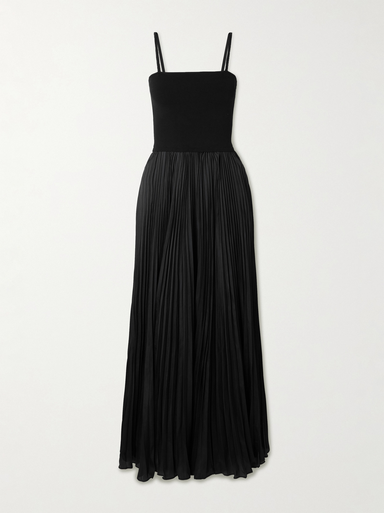 La Ligne Estelle Convertible Stretch-knit And Pleated Satin Maxi Dress In Black
