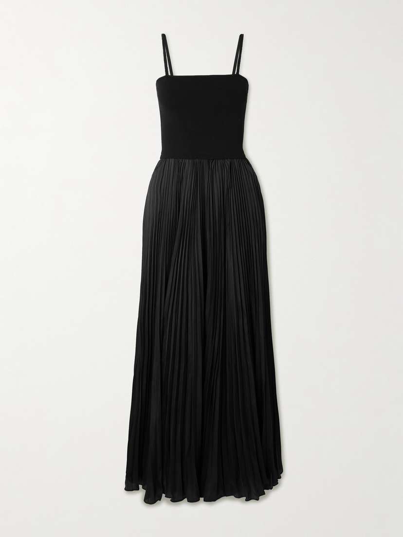 La Ligne Estelle Convertible Stretch-knit And Pleated Satin Maxi Dress