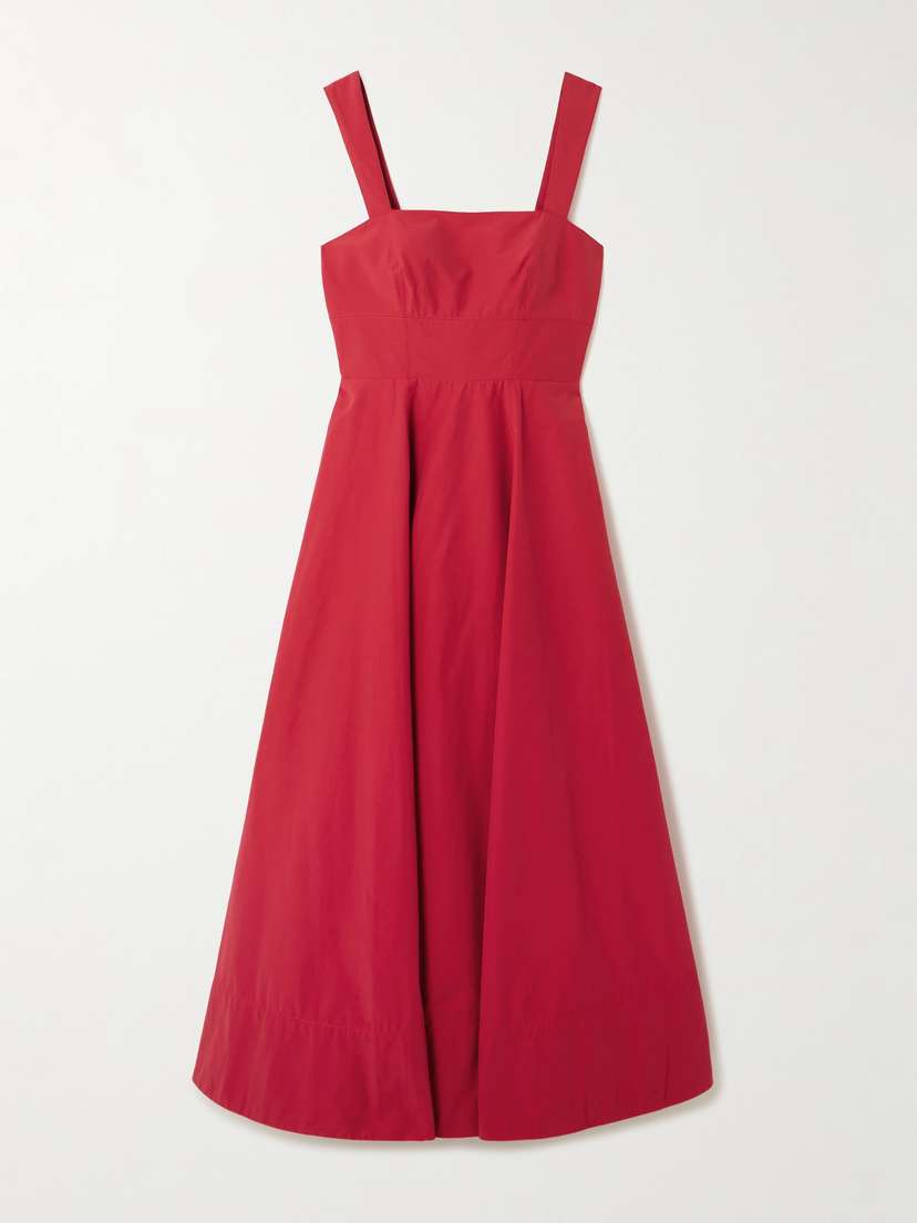 La Ligne Myrtle Shirred Cotton-blend Poplin Midi Dress