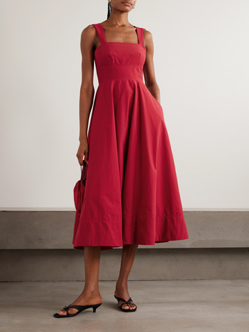 La Ligne Myrtle shirred cotton-blend poplin midi dress