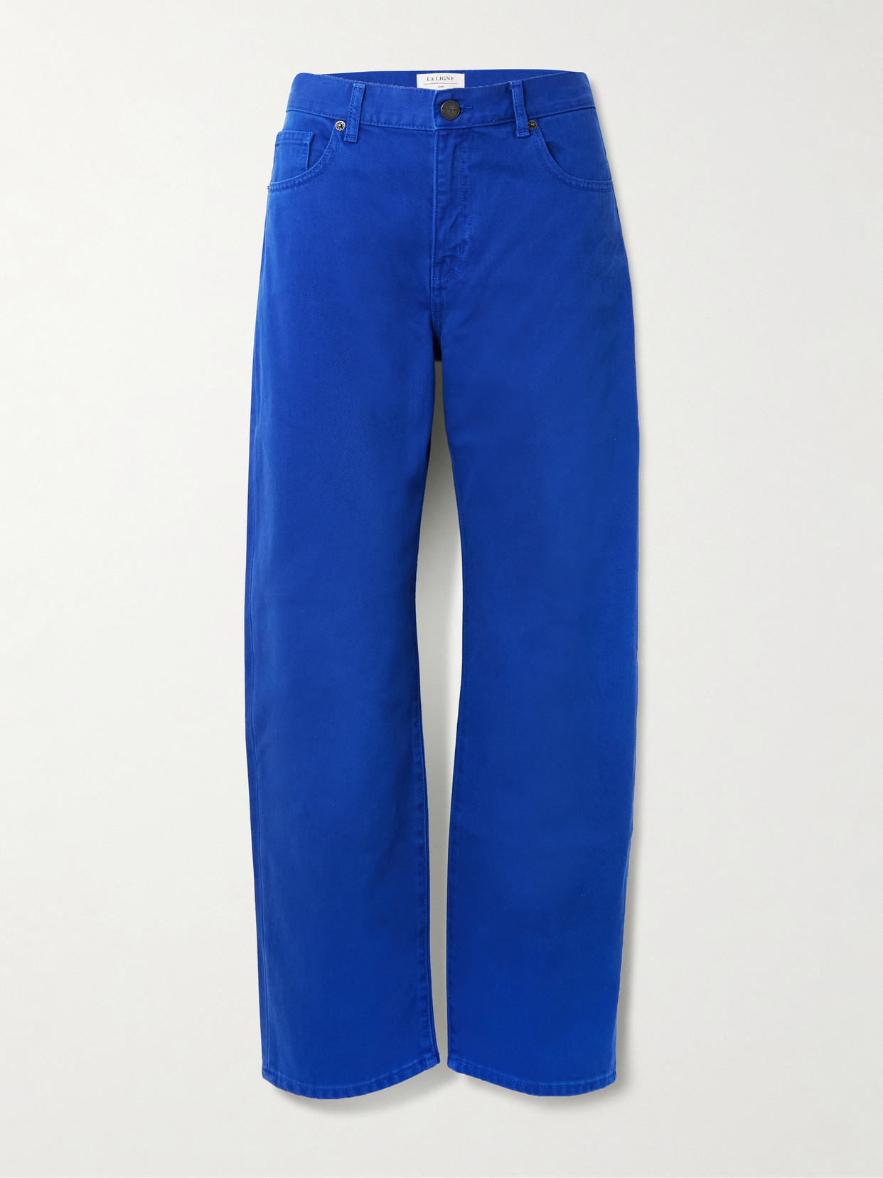 La Ligne Marilyn Striped Mid-rise Straight-leg Jeans In Blue