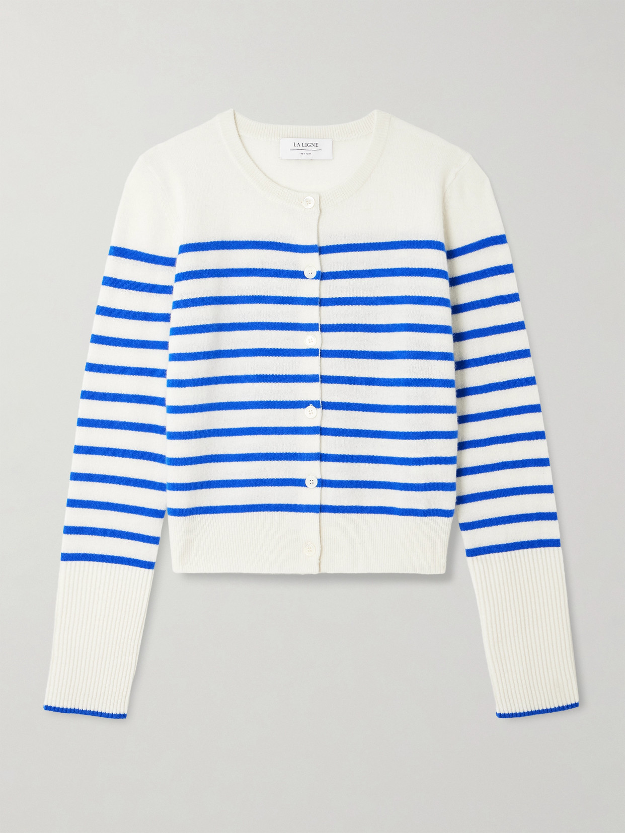 La Ligne Striped Cashmere Cardigan In Brown