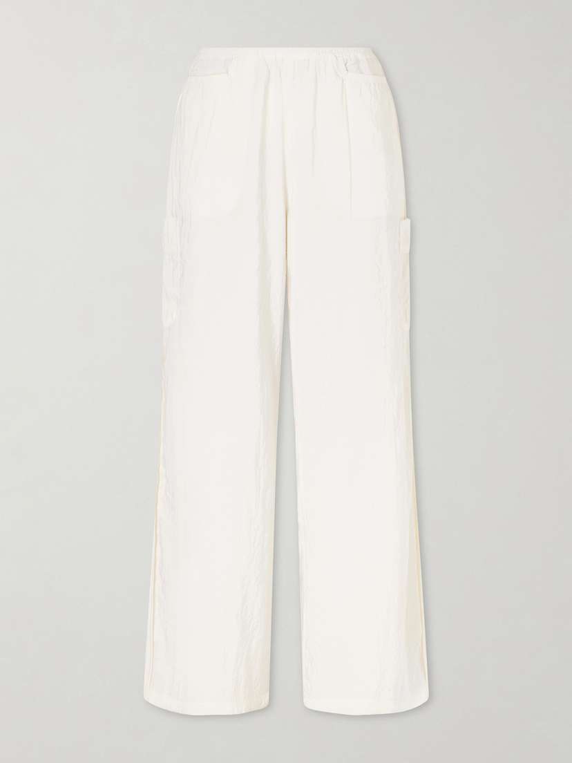 La Ligne Crinkled-satin Wide-leg Cargo Pants