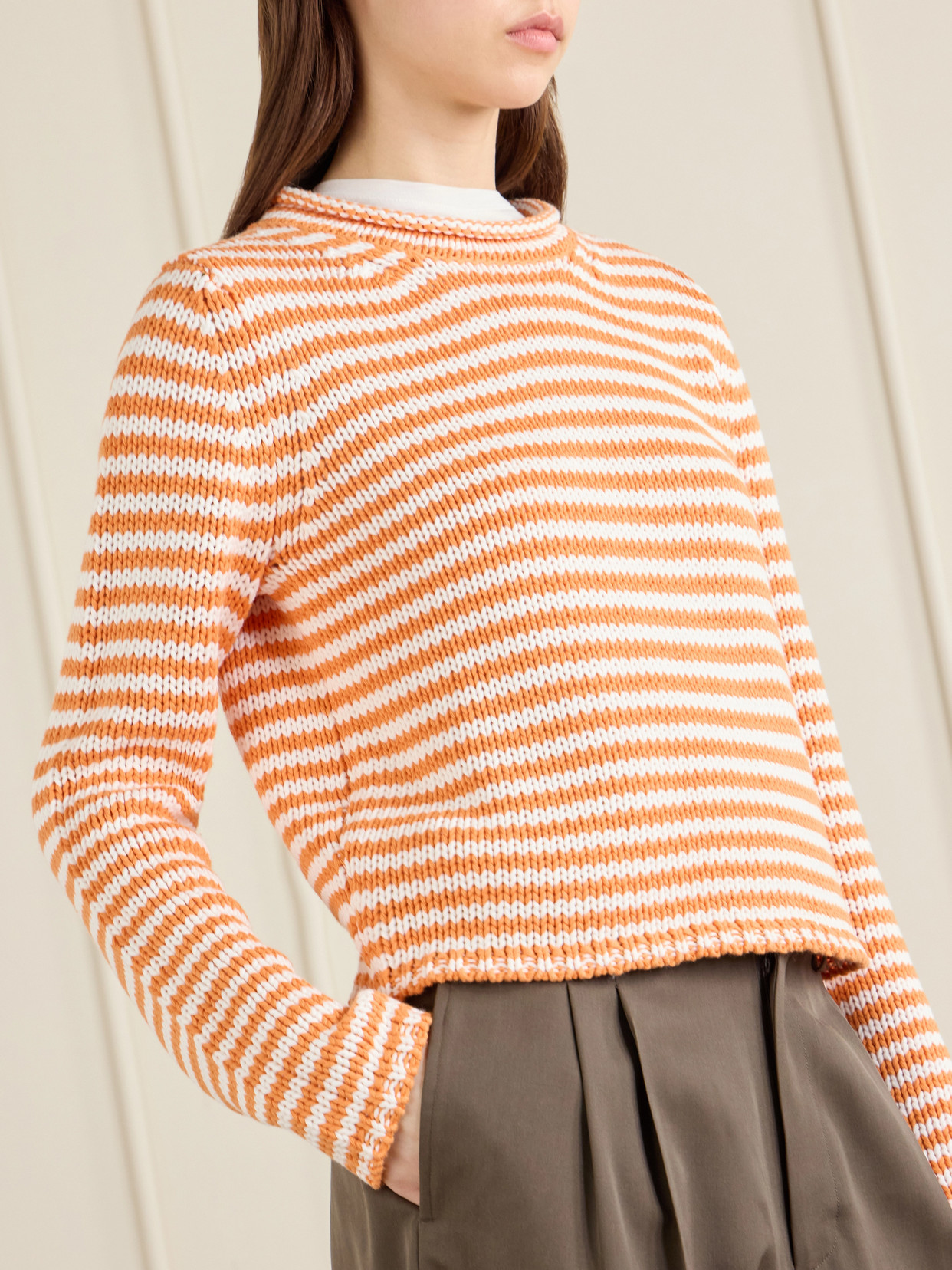 Mini Marina Cropped Striped Cotton Sweater