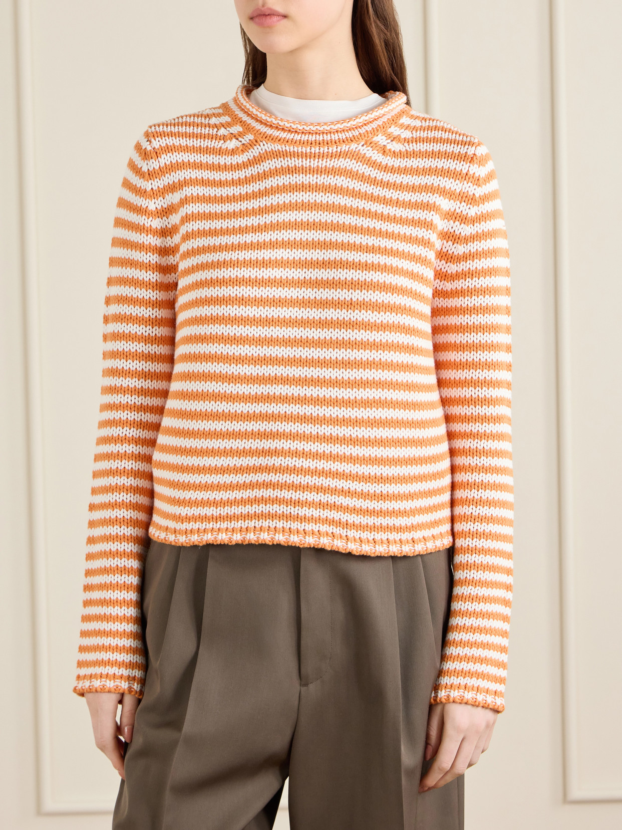 Mini Marina Cropped Striped Cotton Sweater