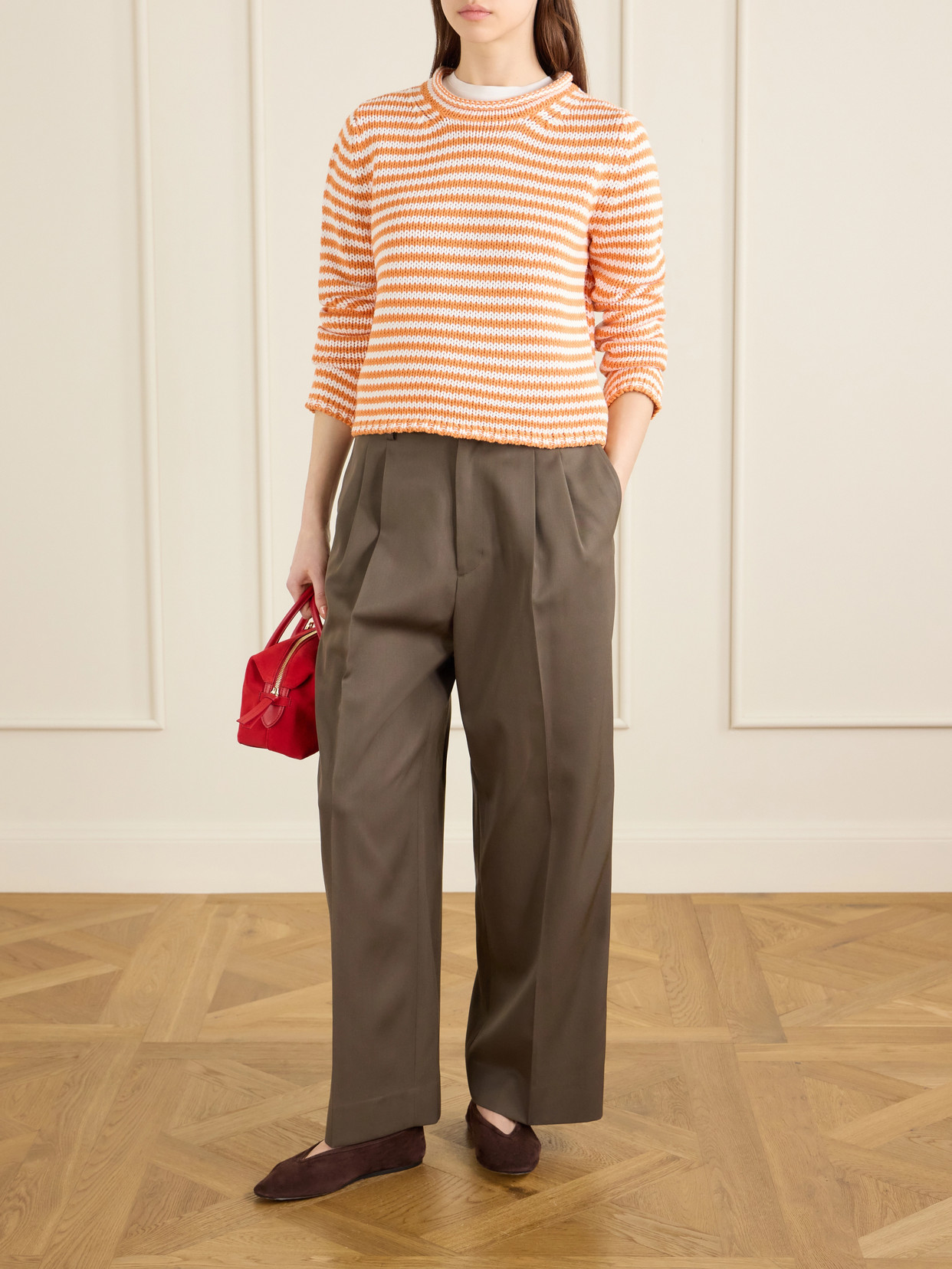 Mini Marina Cropped Striped Cotton Sweater