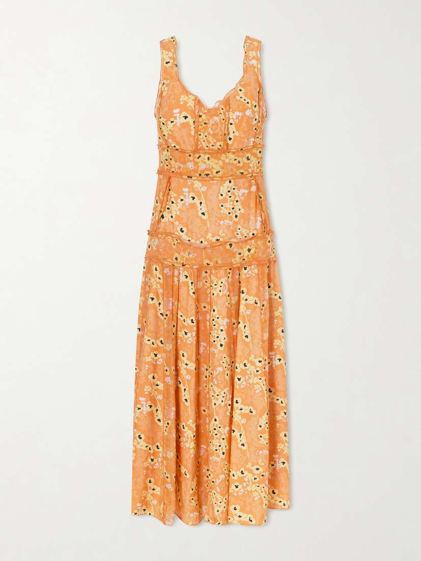 La Ligne Livia Panelled Printed Silk Maxi Dress